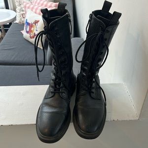 Zara Leather Combat Boots